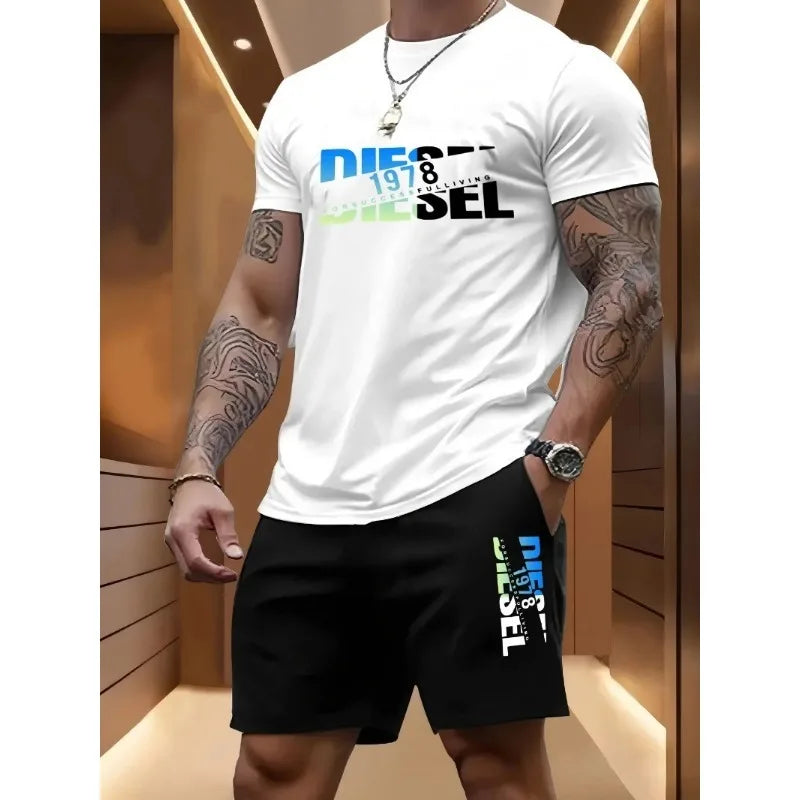 T-shirt + pantaloncini casual in 100% cotone stampata