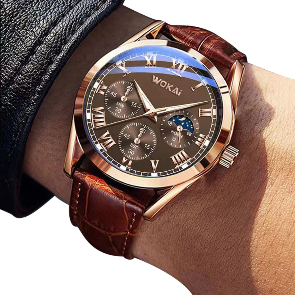 Orologi di lusso Uomo Business PU Pelle Orologio al Quarzo