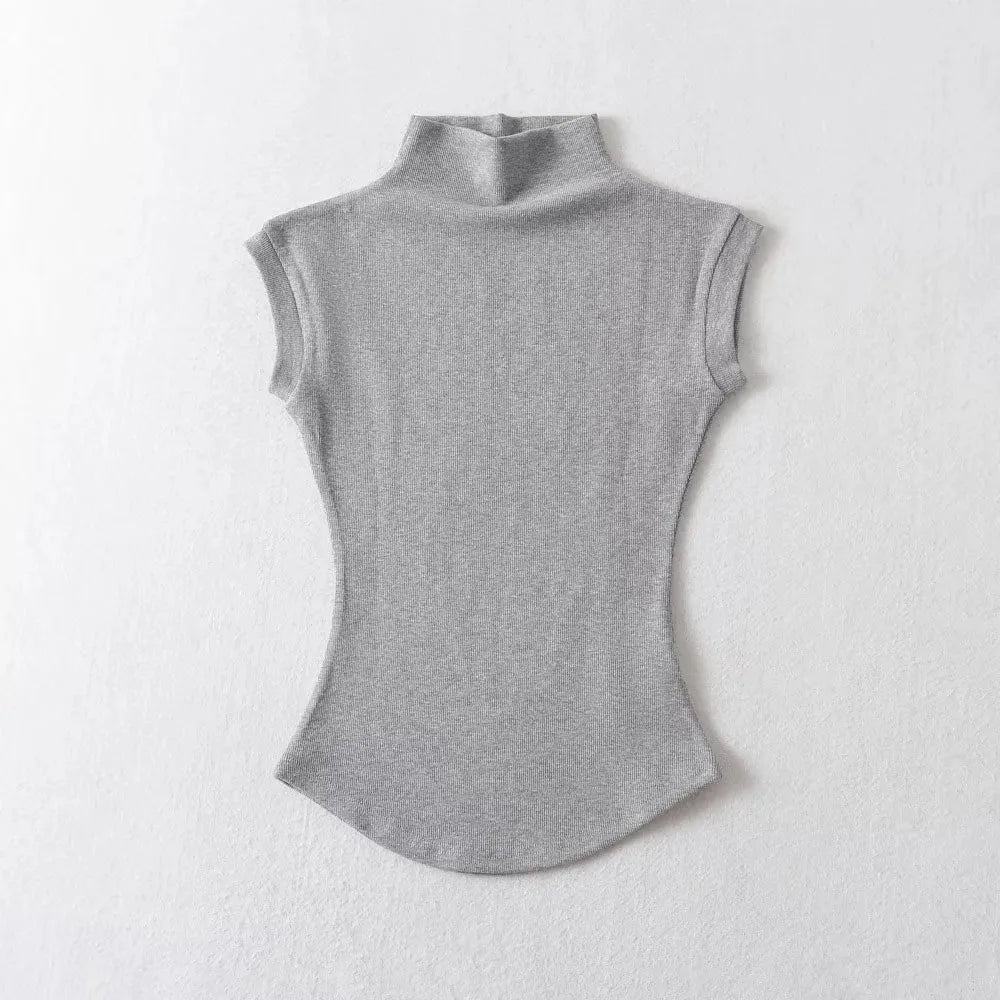 Sexy T-shirt Dolcevita Senza Maniche