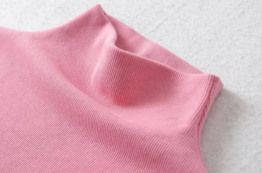 Sexy T-shirt Dolcevita Senza Maniche