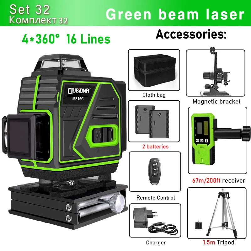 🇪🇸CLUBIONA 16/12 Laser autolivellante 3x360 Green beam Line Laser Level