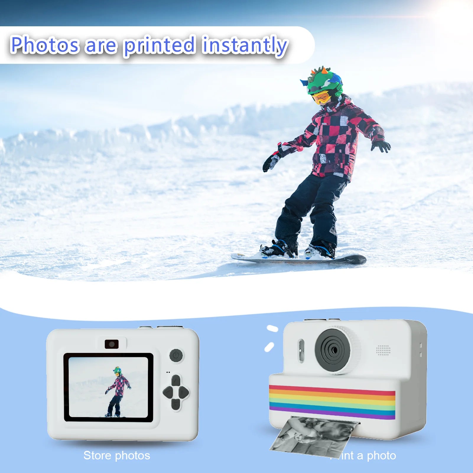 Fotocamera istantanea con scheda di memoria da 32 GB e matita colorata, doppia fotocamera, torcia, il regalo perfetto per ragazzi e ragazze.