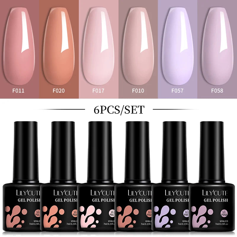LILYCUTE 6 pezzi/set 7ML Gel Smalto per unghie semitrasparente 30 varianti di colore
