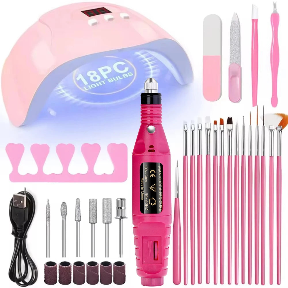YIKOOLIN UV LED Lampada Set di strumenti professionali per unghie con 20000RPM
