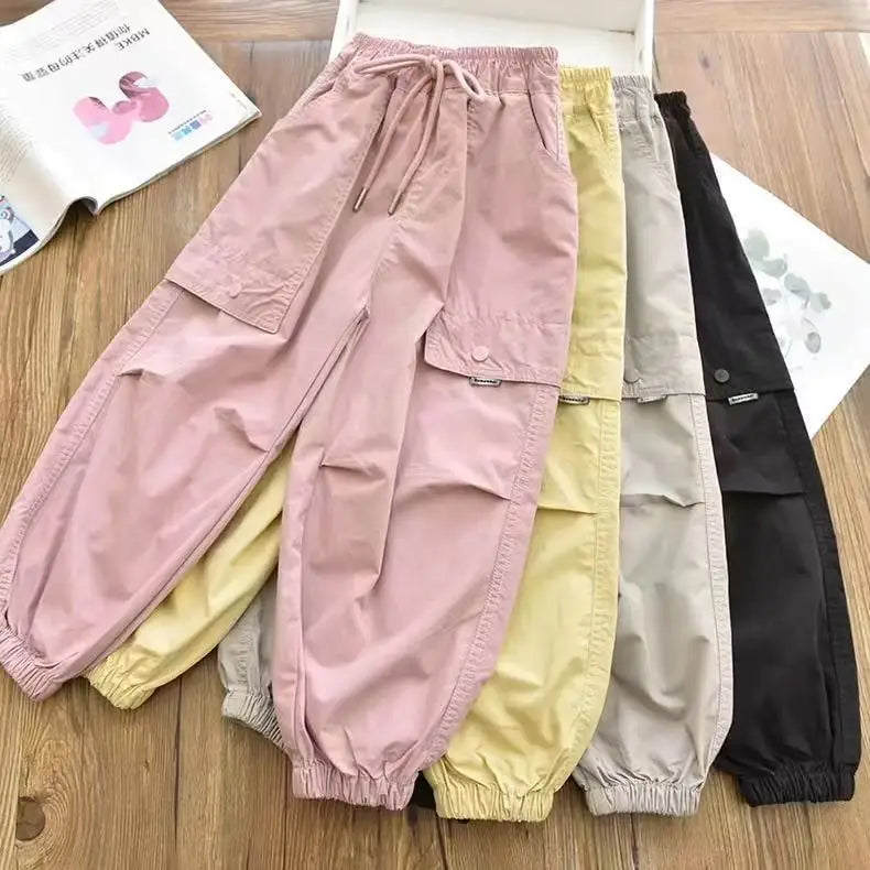 Vestiti primaverili alla moda per bambini Cargo Joggers Pantaloni elastici alla caviglia Pantaloni casual Leggero Traspirante