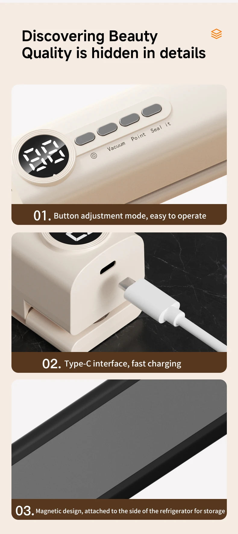 Sigillante sottovuoto wireless portatile multifunzionale potente aspirazione Macchina automatica per sigillare il cibo Sigillante per sacchetti per alimenti ricaricabile USB
