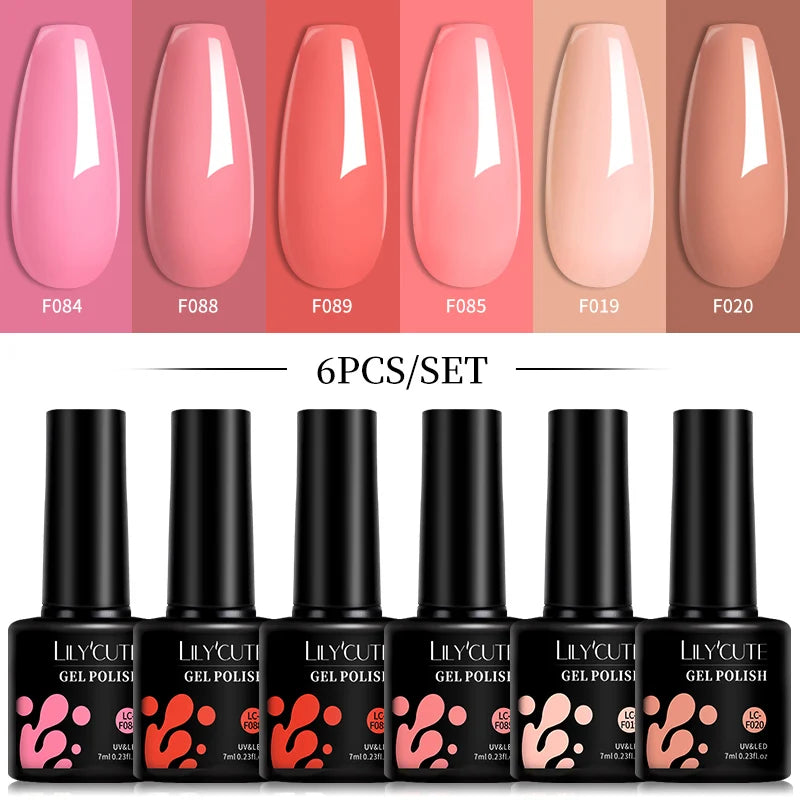 LILYCUTE 6 pezzi/set 7ML Gel Smalto per unghie semitrasparente 30 varianti di colore