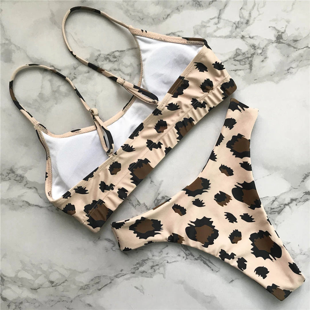 Set Costume leopardato da bagno brasiliana Donna