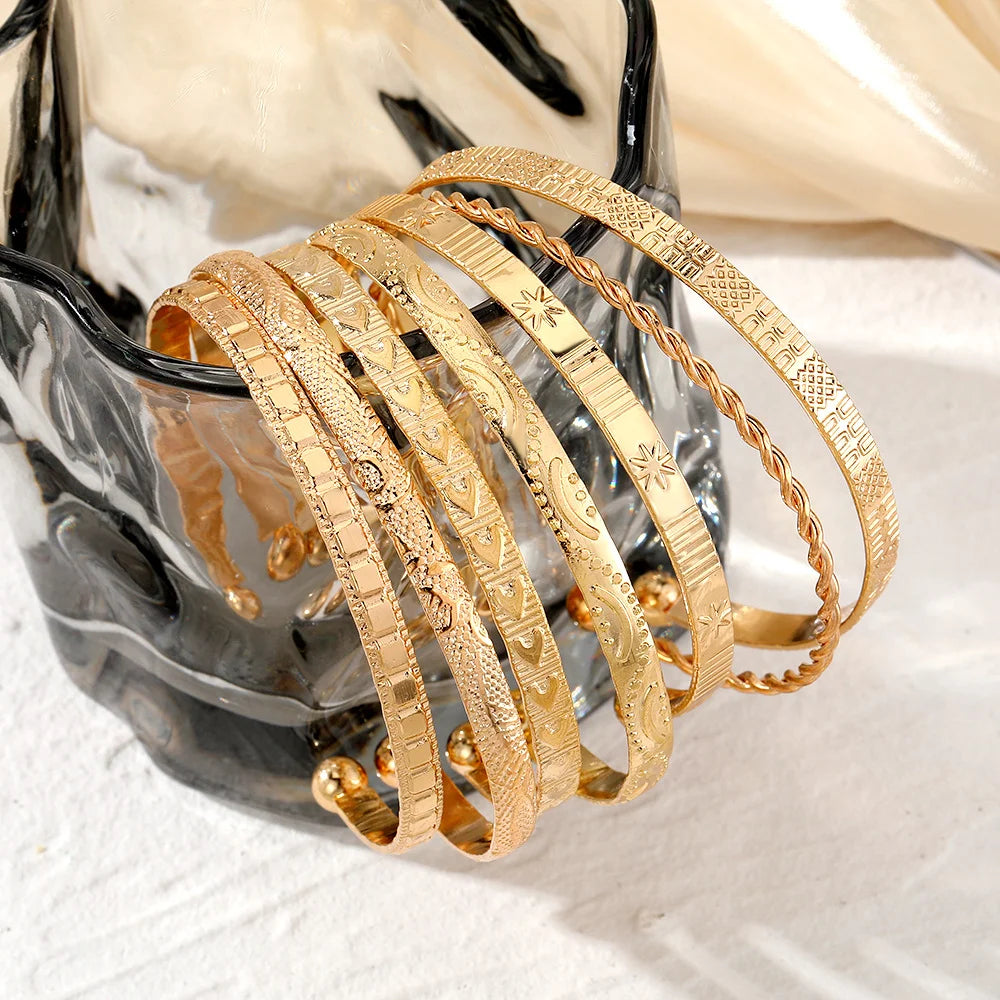 7 pezzi/set bracciali color oro