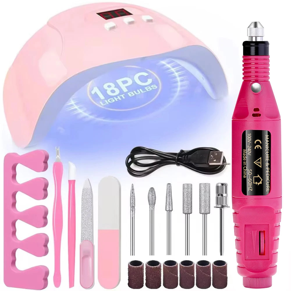 YIKOOLIN UV LED Lampada Set di strumenti professionali per unghie con 20000RPM