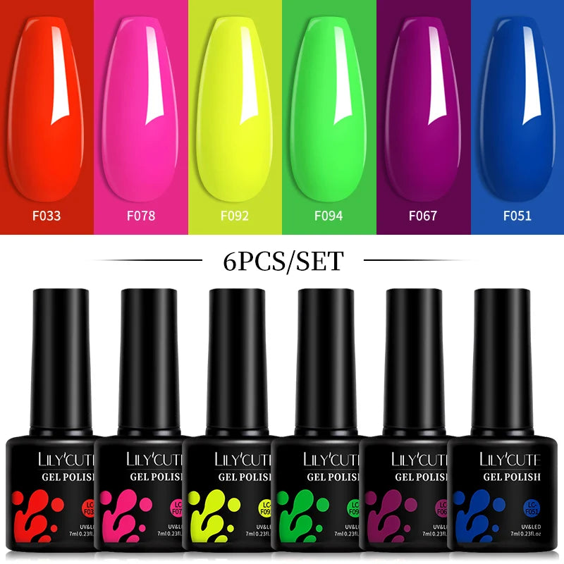 LILYCUTE 6 pezzi/set 7ML Gel Smalto per unghie semitrasparente 30 varianti di colore