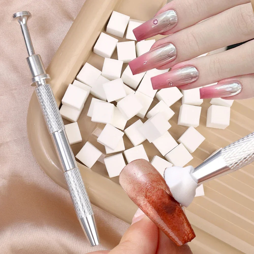 Mini spugna quadrata per nail art con 4 artigli + Set di afferratore in Multiuso vari set 50/100/150/200pz