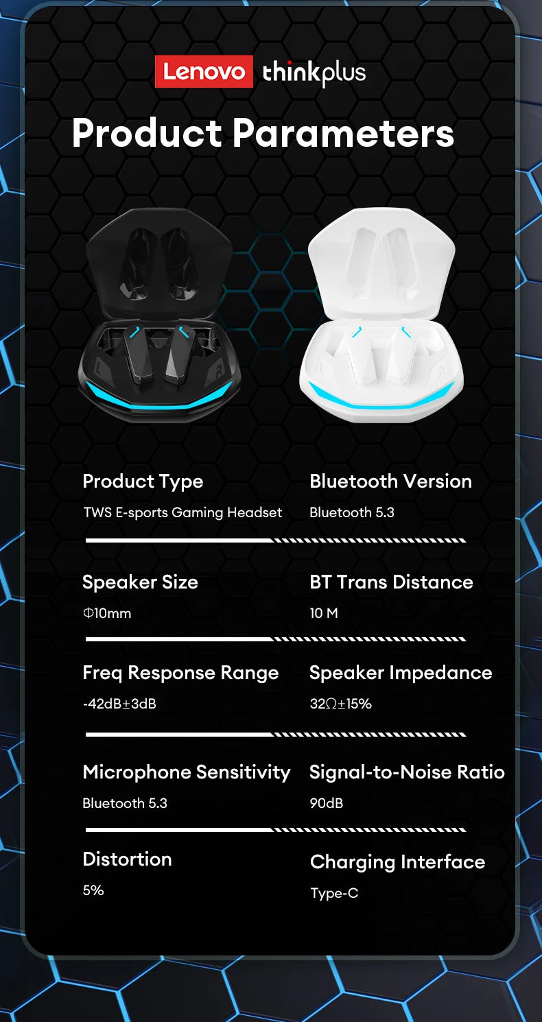 Lenovo GM2 Pro Cuffie Wireless Touch Control Auricolari Bluetooth Riduzione del rumore HiFi