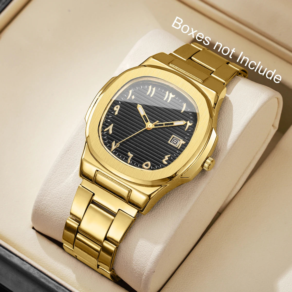 Orologi da uomo di lusso Moda Quadrante quadrato Cinturino in acciaio inossidabile Orologio al quarzo senza scatola