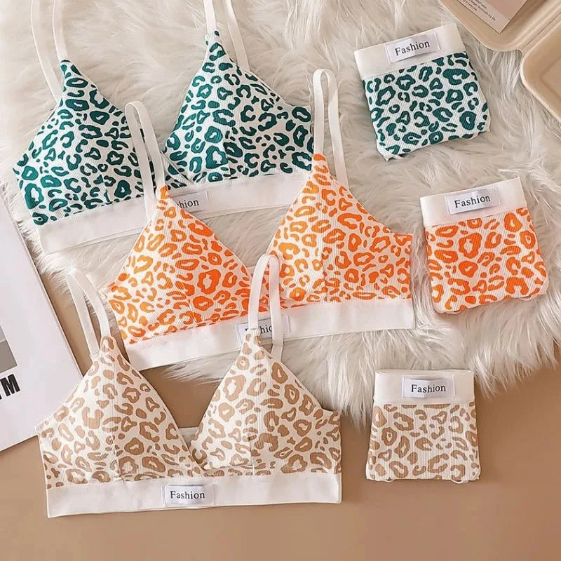 Set di biancheria intima da donna con stampa leopardata