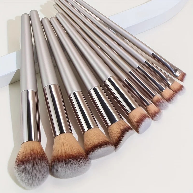 10 pezzi di pennelli per trucco oro champagne Set completo professionale