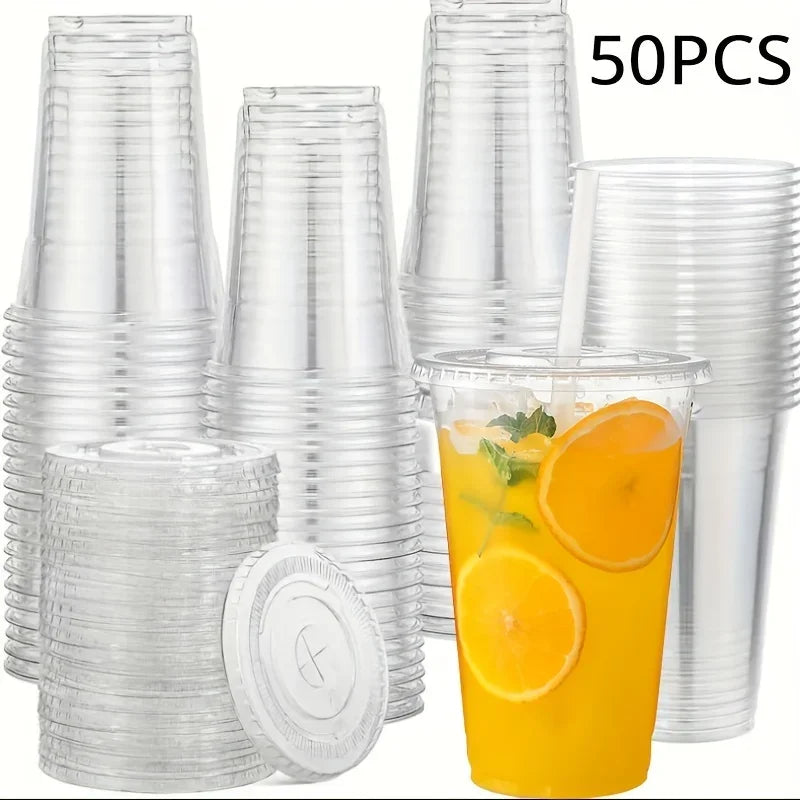 Bicchieri Cocktail di plastica con coperchi Set da 50 pz (500ml-350ml)