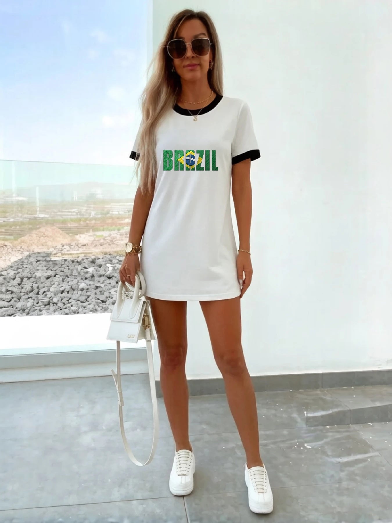 Abito a maniche corte Slim Fit Casual Brasil 2026