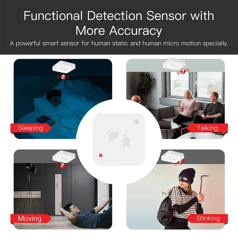 Tuya WiFi Sensore di presenza umana Rilevatore radar MmWave con sensore di luminanza per Smart Home Smart Life