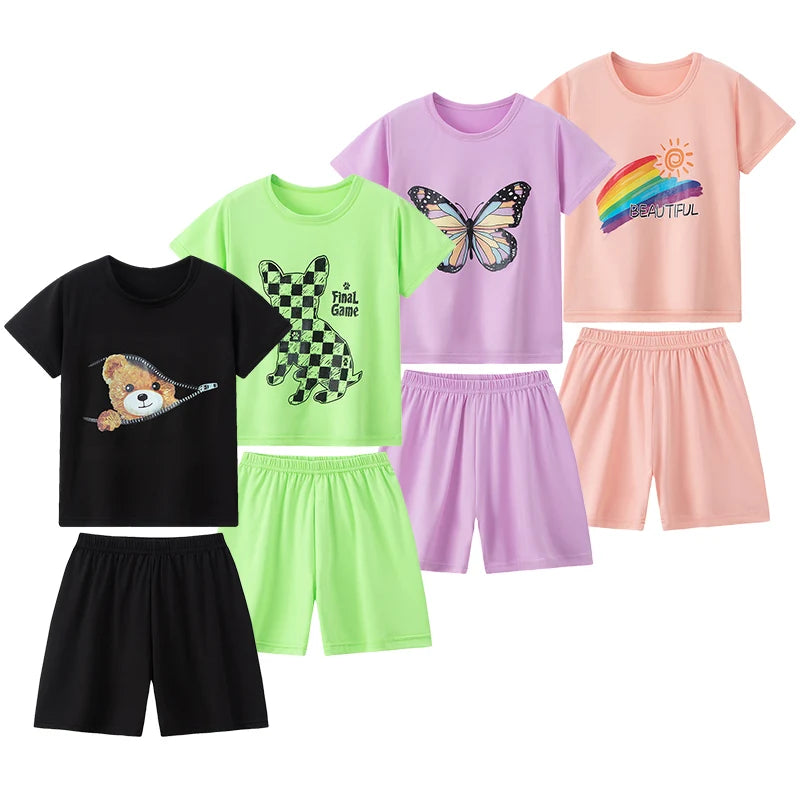 2 pezzi estivi per bambini comodi e carini pantaloncini  Set casual per la casa e l’esterno