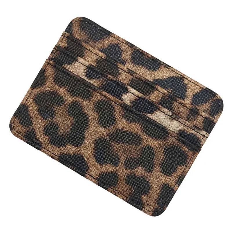 Nuovo portafoglio sottile in pelle con motivo leopardo per donne Portamonete con cerniera piccola