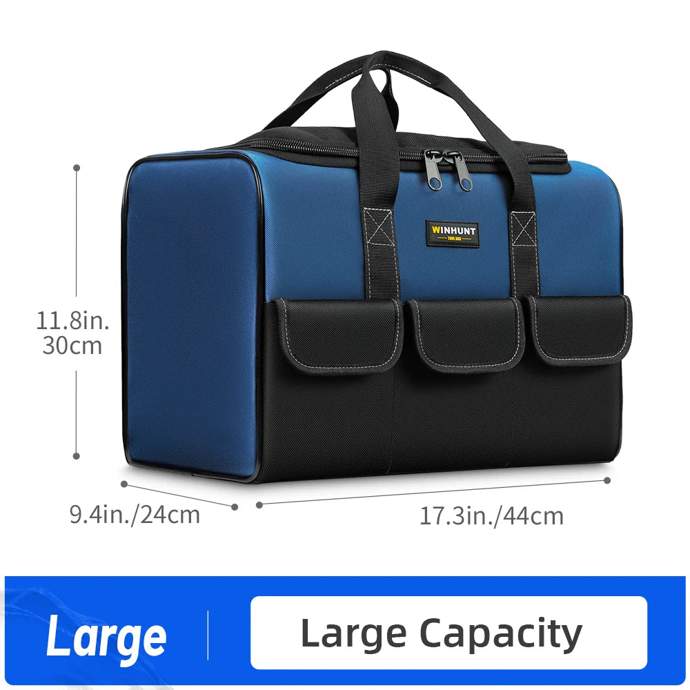 Borsa per attrezzi a bocca larga, resistente, con tasche, per la conservazione e il trasporto degli attrezzi da uomo