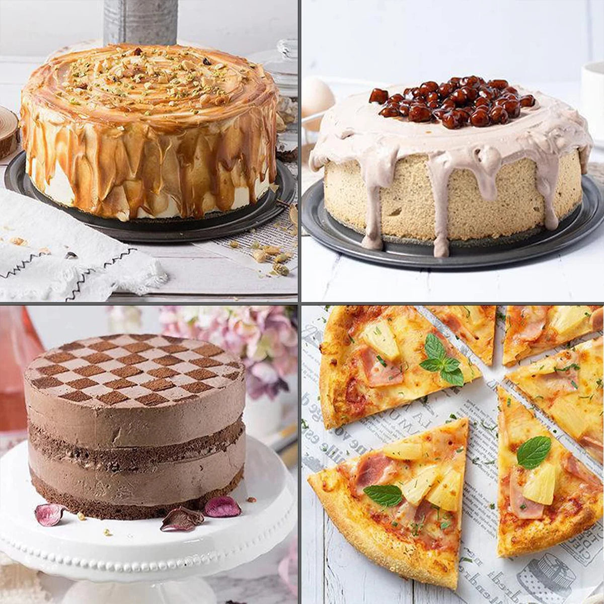1/3PCS Set di teglie per torta, teglie rotonde antiaderente a molla per torte