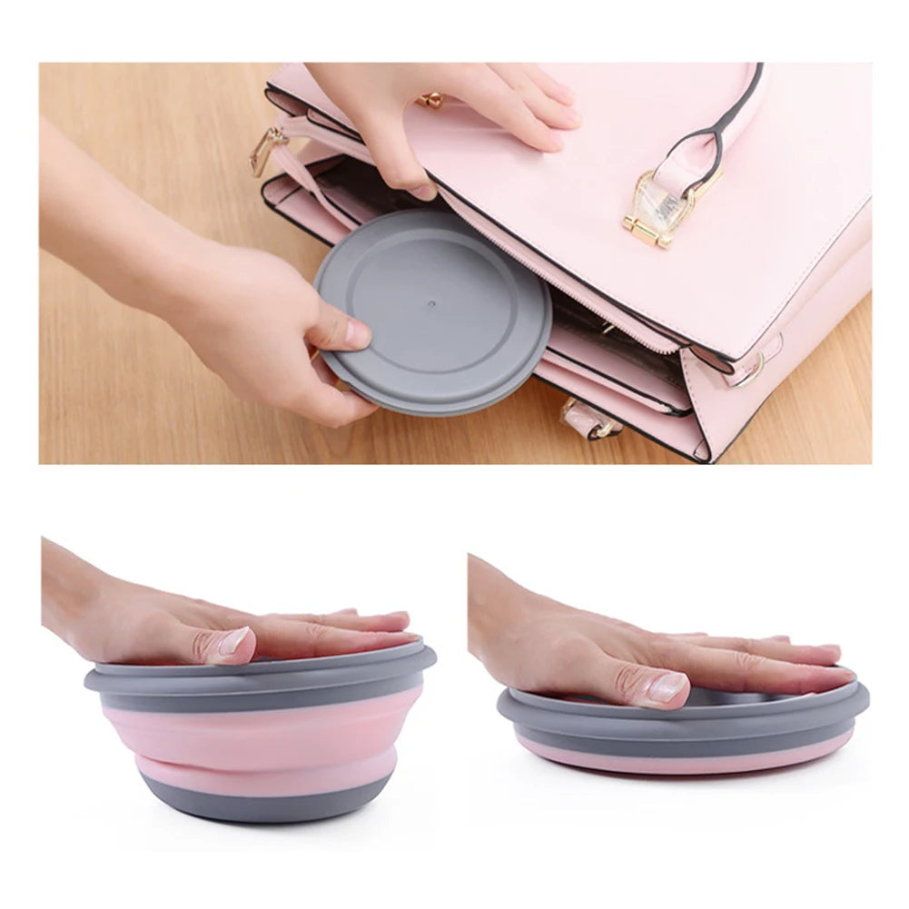 Set di ciotole pieghevoli portatili per il pranzo in silicone 3 pezzi  con coperchio
