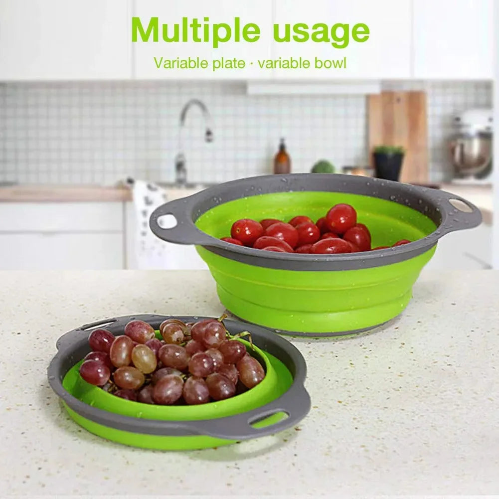 Cesto di scarico pieghevole in silicone, Cesto di lavaggio di frutta e verdura , Filtro pieghevole, Scolapasta