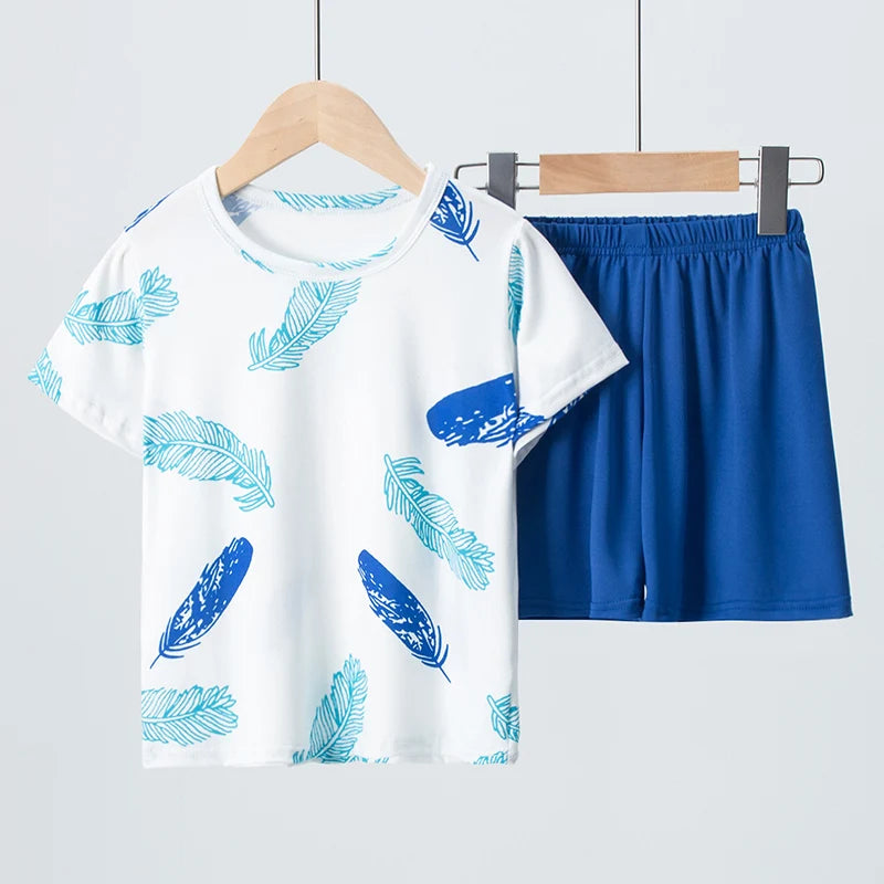2 pezzi estivi per bambini comodi e carini pantaloncini  Set casual per la casa e l’esterno