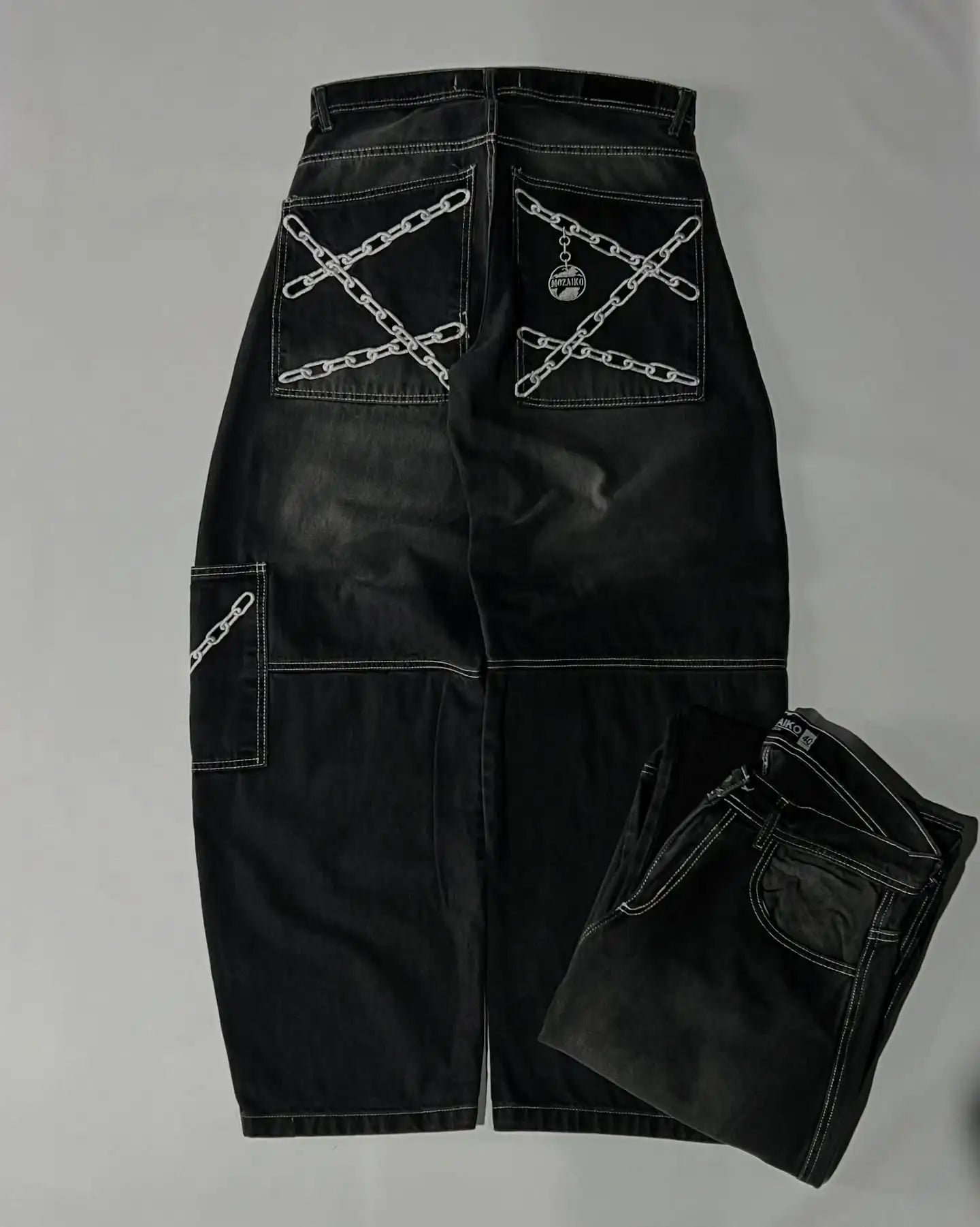 Jeans oversize Unisex a vita alta stampati Y2K Abbigliamento retrò americano Gothic Punk