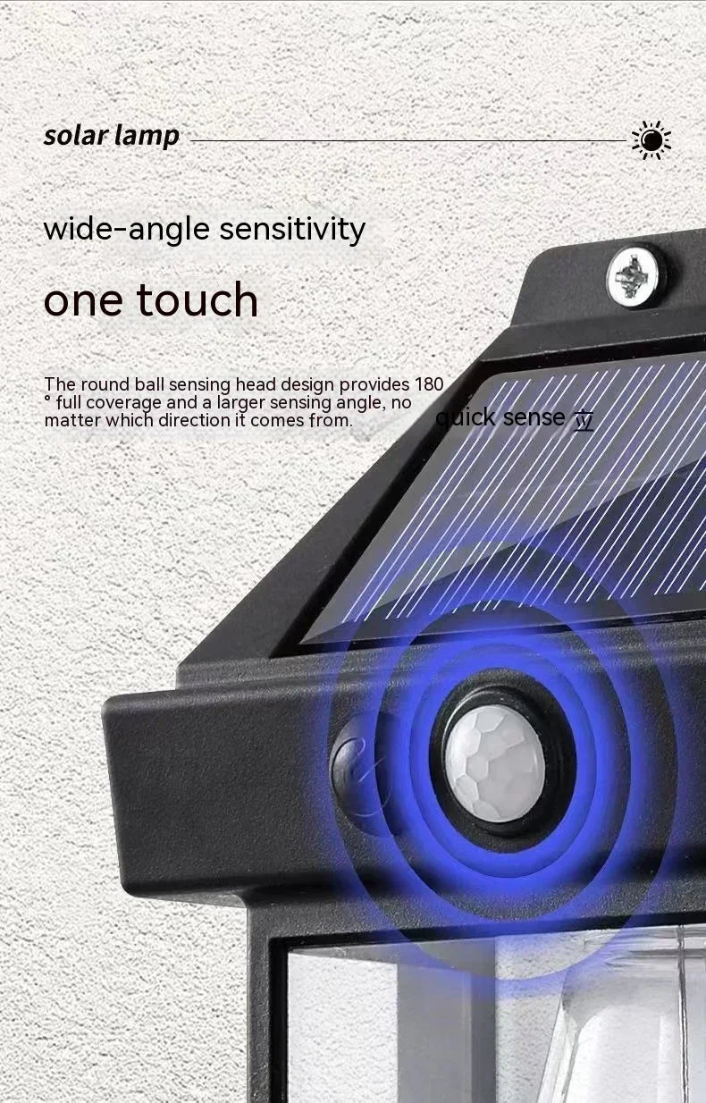 Lampada da parete al tungsteno solare Sensore di movimento all’aperto 3 modalità Lampada a induzione solare