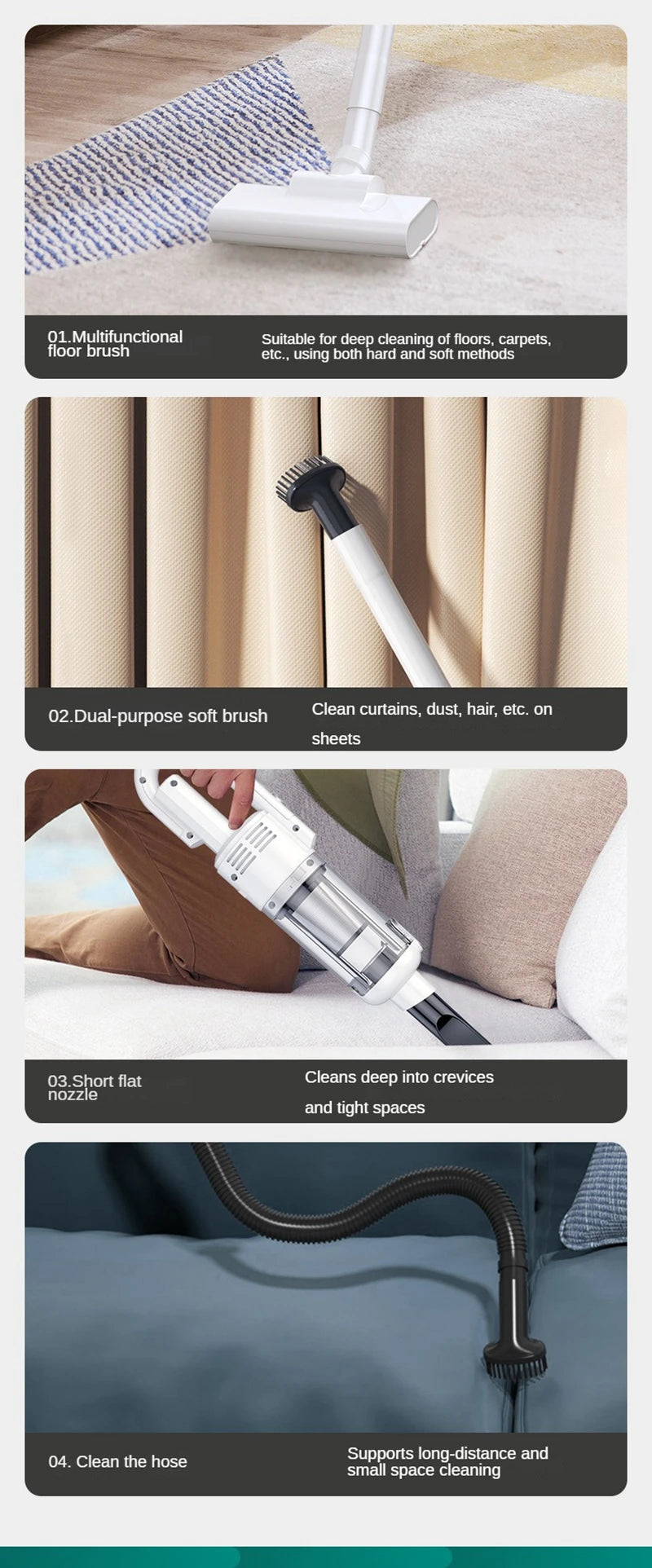 Aspirapolvere portatile 6500Pa Potente aspirapolvere wireless Leggero portatile Dustbuster pulizia della casa