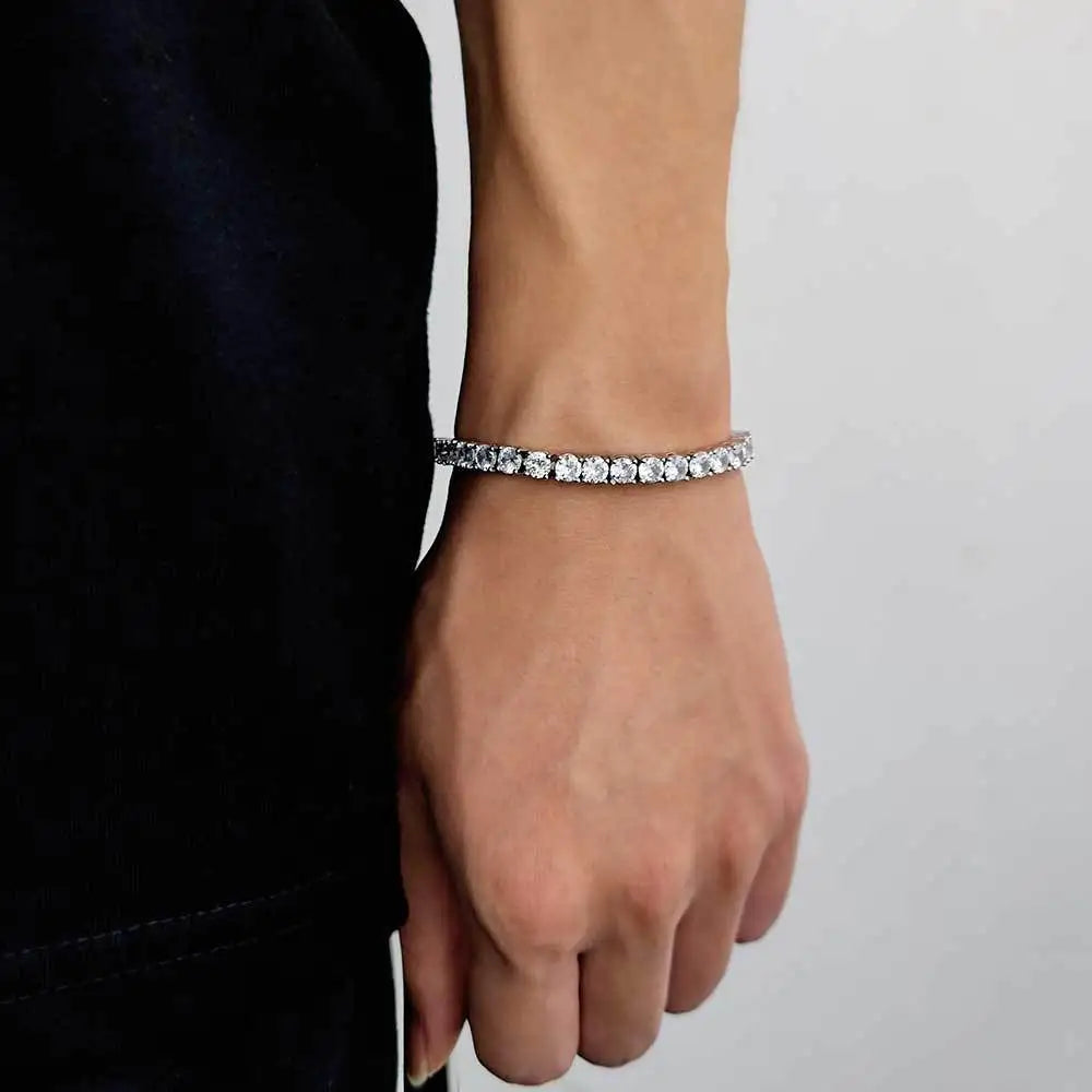 Real 100% Silver 925 2-3mm Tennis Braccialetto Unisex in due modelli Con Moissanite o in Zirconi