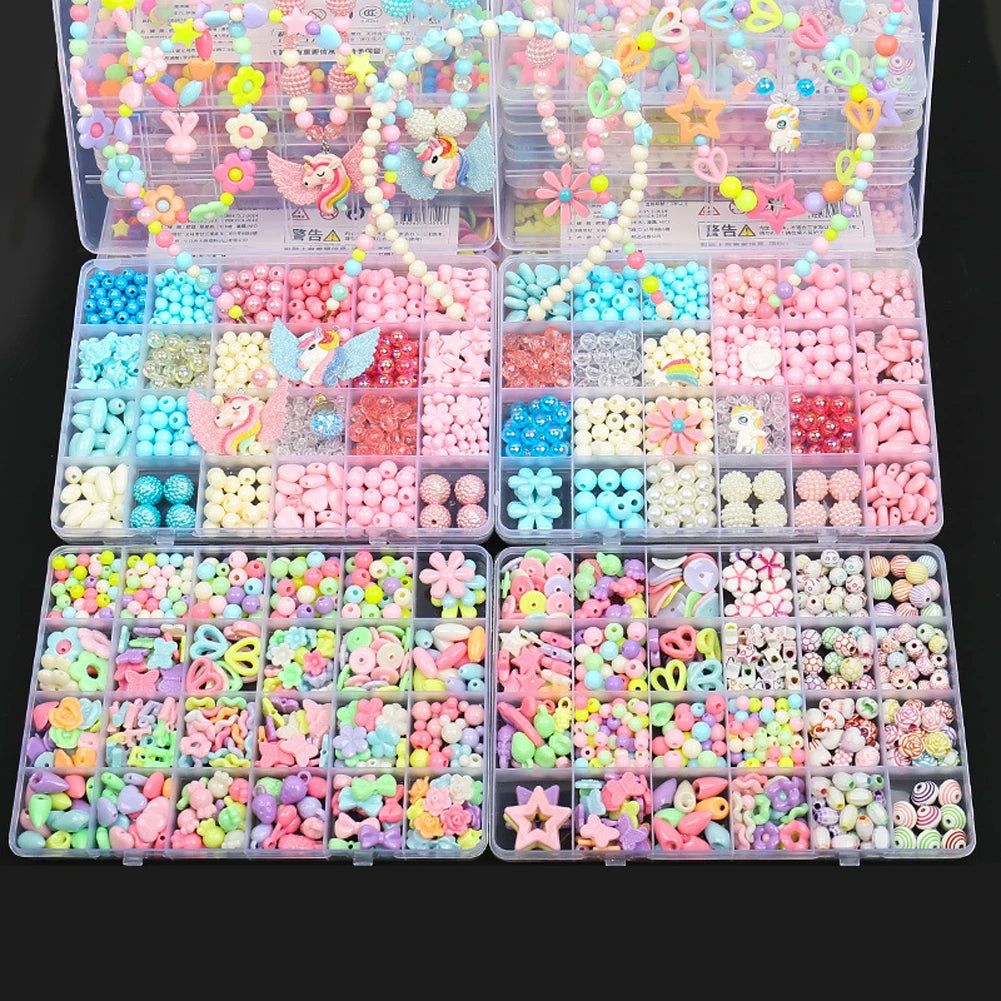 500 pezzi fai da te fatto a mano con perline per bambini creativo kit braccialetti collana gioielli