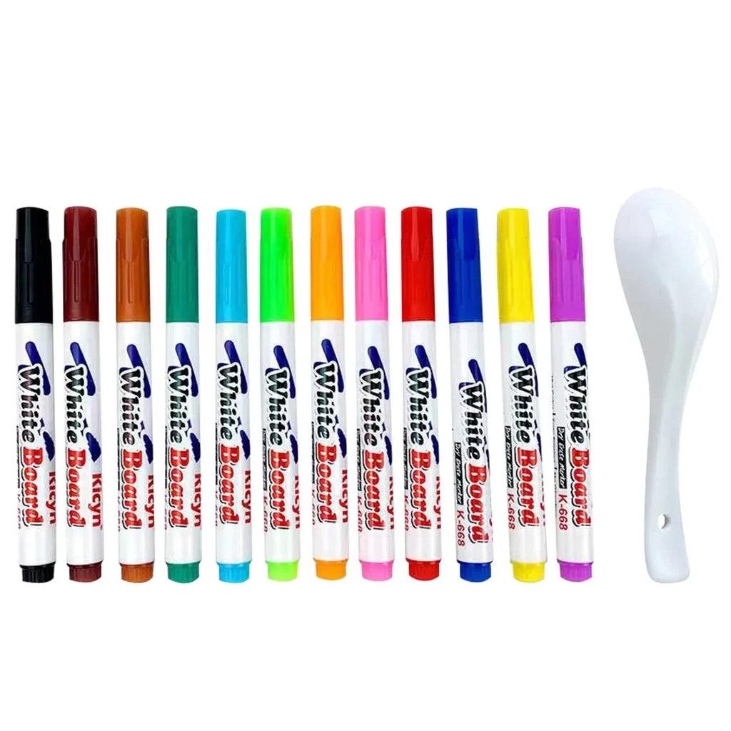 Penna galleggiante ad acqua Penne a inchiostro magico con cucchiaio Colore galleggiante Pittura ad acqua Gesso galleggiante 8/12 colori
