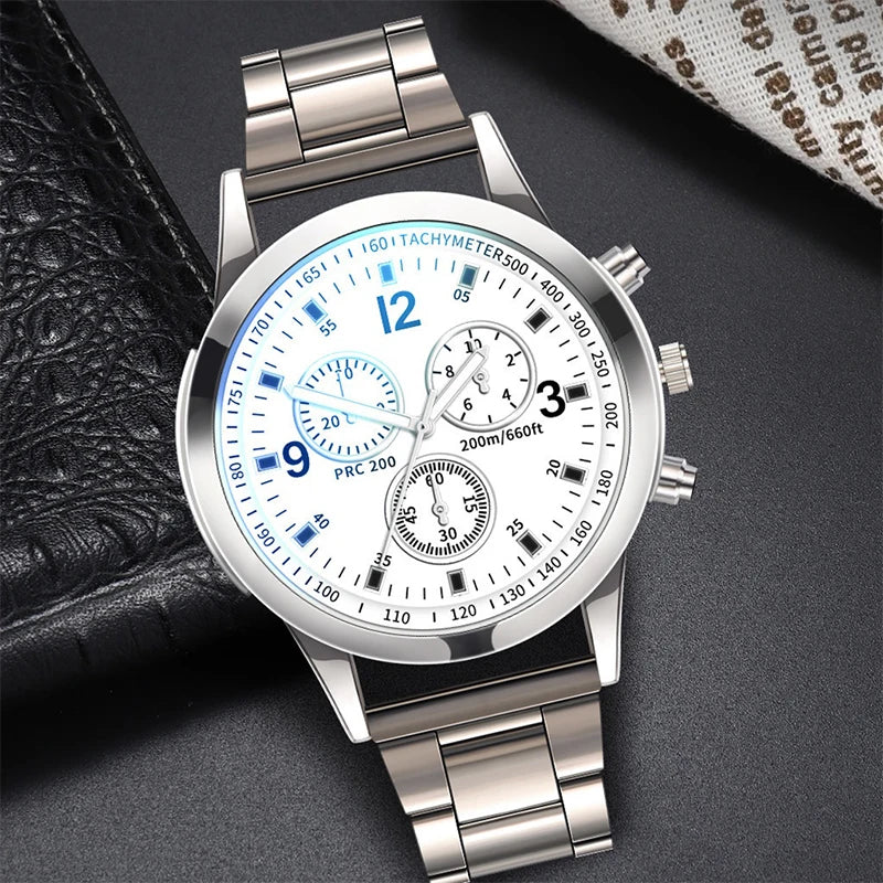 Orologi da uomo  al quarzo con cinturino in acciaio set completo (scatola non inclusa)