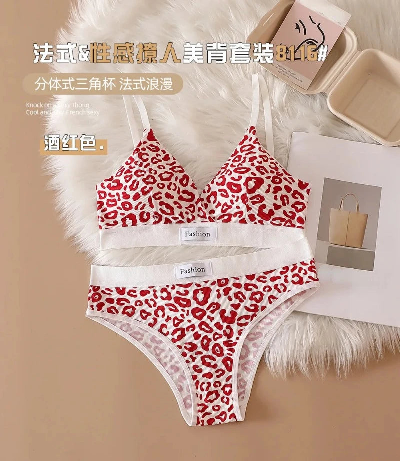 Set di biancheria intima da donna con stampa leopardata