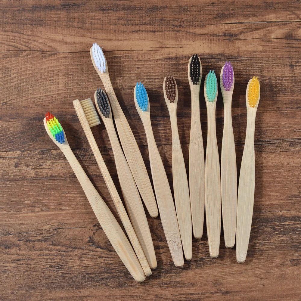 10 pezzi set di spazzolini da denti di bambù naturali setole morbide ecologici cura orale dentale
