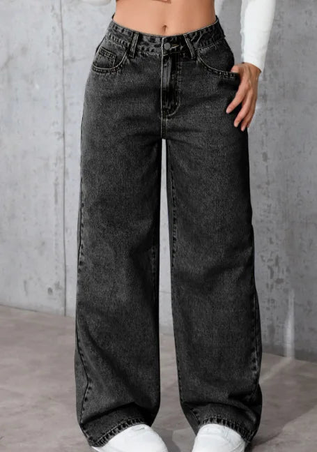 Jeans a gamba larga da donna a vita alta