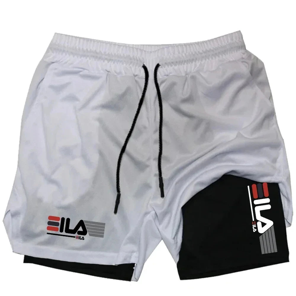 Pantaloncini sportivi due in uno da uomo a doppio strato casual traspiranti FILA Premium Quality