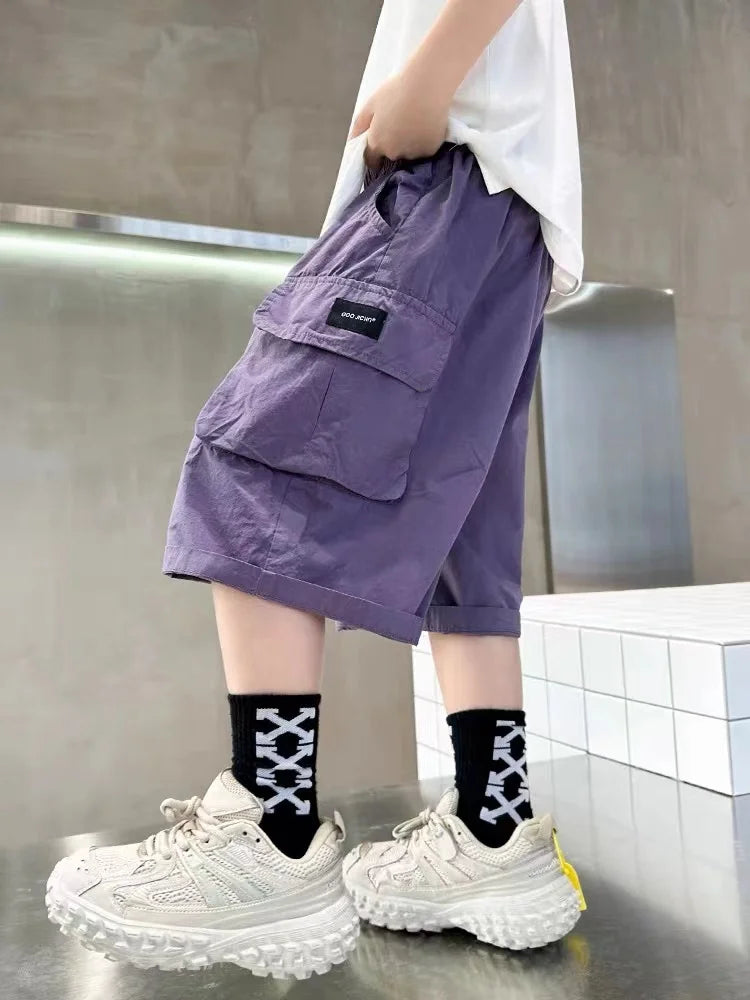 3-14 anni moda estate ragazzi pantaloncini cotone grande tasca