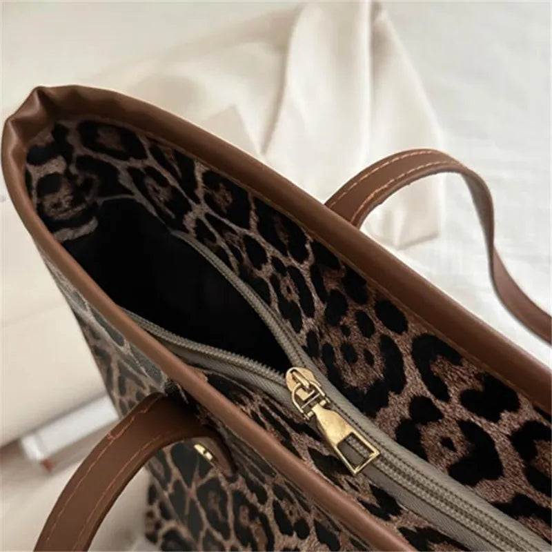 Borsa Leopard con custodia, elegante borsa a tracolla in pelle sintetica, shopping bag di grande capacità per l’uso quotidiano