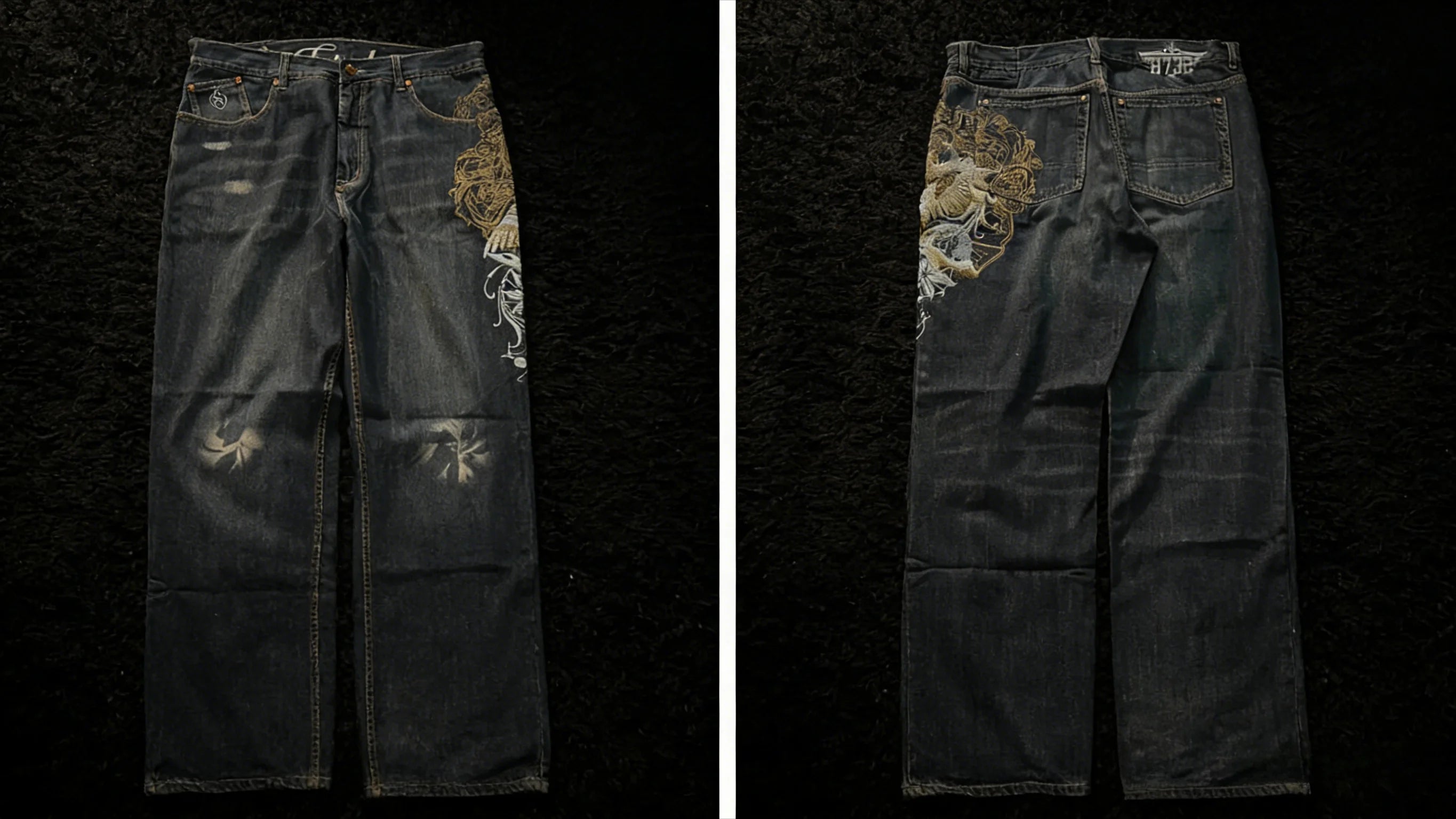Jeans oversize Unisex a vita alta stampati Y2K Abbigliamento retrò americano Gothic Punk
