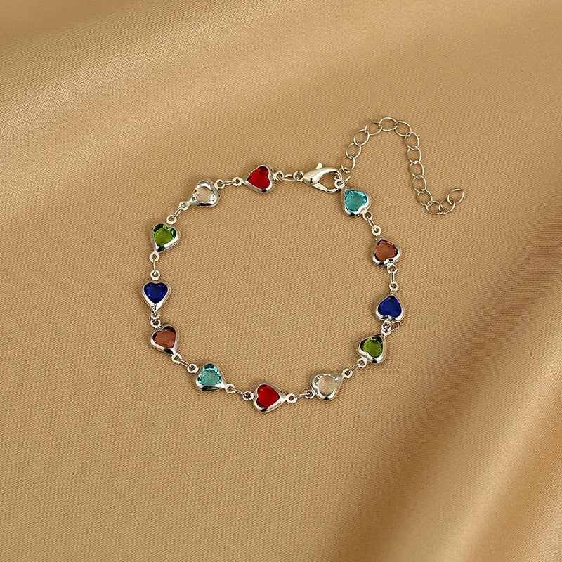 Eleganti braccialetti a catena in metallo con zircone in cristallo per donne