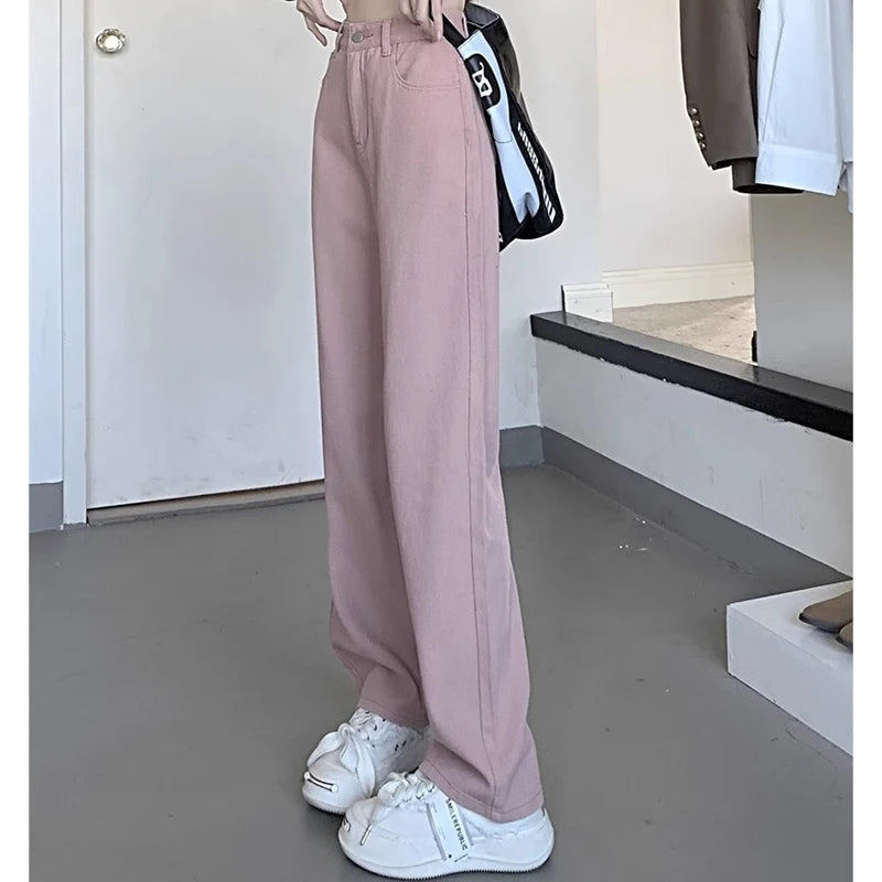 Jeans Donna Vintage Gamba Larga  Vita Alta
