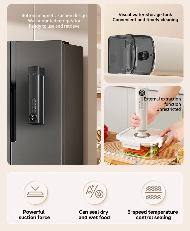 Sigillante sottovuoto wireless portatile multifunzionale potente aspirazione Macchina automatica per sigillare il cibo Sigillante per sacchetti per alimenti ricaricabile USB