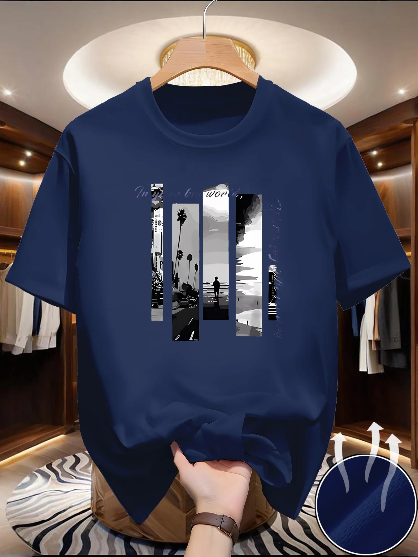 T-shirt estiva da uomo - Comoda, sportiva, ampia, alla moda con stampa scenica