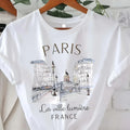 T-shirt anni ‘90 stampa Paris Manica corta Girocollo Top Casual Estate