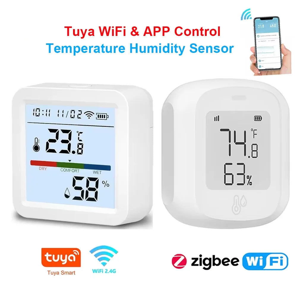 Tuya Smart WiFi Bluetooth Temperatura Umidità Sensore Wireless Home Retroilluminazione Termometro Igrometro APP Rilevatore di controllo remoto